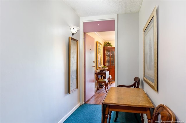 1100 Clarendon St Unit 501, Fayetteville, NC 28305 - hallway featuring baseboards, a textured ceiling, and carpet floors