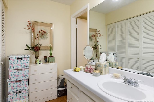 1100 Clarendon St Unit 501, Fayetteville, NC 28305 - bathroom featuring vanity and wood finished floors