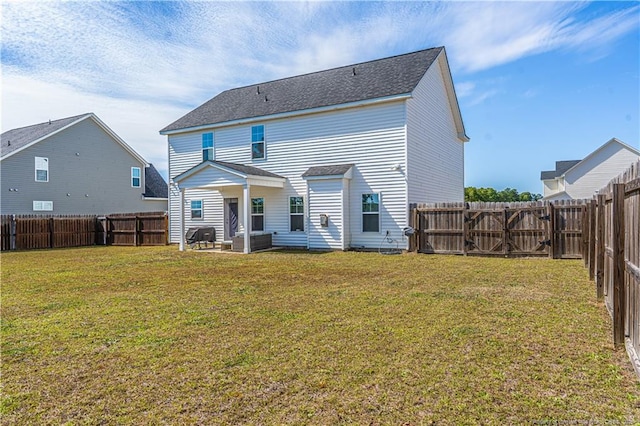 527 Weston Woods St, Raeford, NC 28376 - rear view of property featuring a patio and a shingled roof