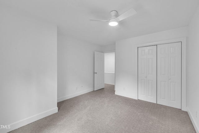 608 Cross Timbers Dr, Durham, NC 27713 - unfurnished bedroom featuring carpet floors, baseboards, a closet, and a ceiling fan