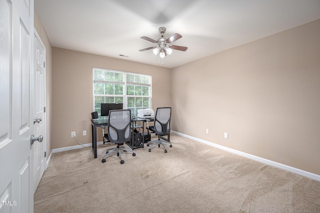 313 Weeping Willow Dr, Durham, NC 27704 - carpeted home office featuring ceiling fan and baseboards