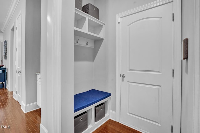 216 Colonial Ridge Dr, Pittsboro, NC 27312 - mudroom featuring dark wood finished floors and baseboards