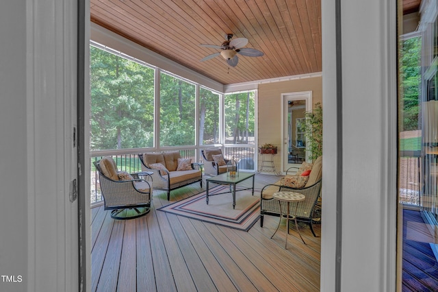 216 Colonial Ridge Dr, Pittsboro, NC 27312 - sunroom with an outdoor hangout area, ceiling fan, and plenty of natural light