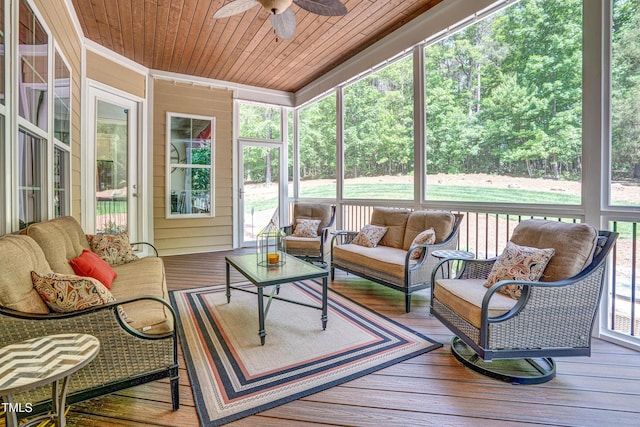 216 Colonial Ridge Dr, Pittsboro, NC 27312 - sunroom with an outdoor hangout area, ceiling fan, and plenty of natural light