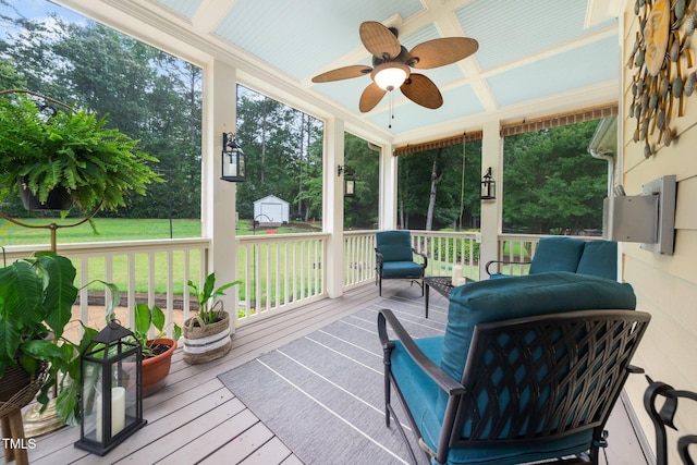 3916 Rustic Mill Dr, Apex, NC 27539 - sunroom / solarium with ceiling fan and healthy amount of natural light