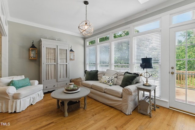 5308 Stableview Ct, Holly Springs, NC 27540 - living room featuring crown molding and light wood finished floors