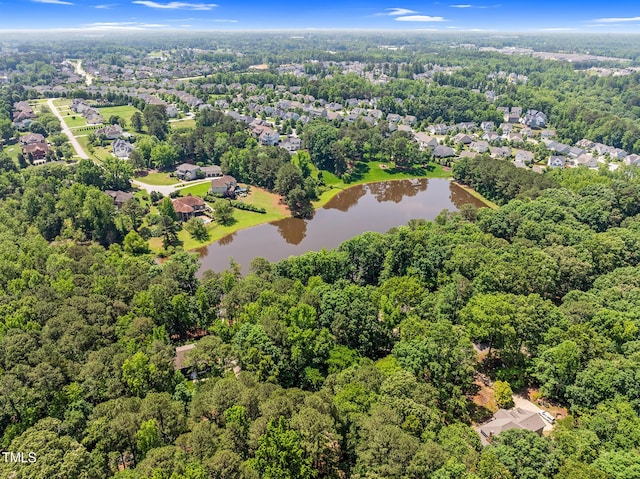 5308 Stableview Ct, Holly Springs, NC 27540 - view of property location with a nearby body of water and a heavily wooded area