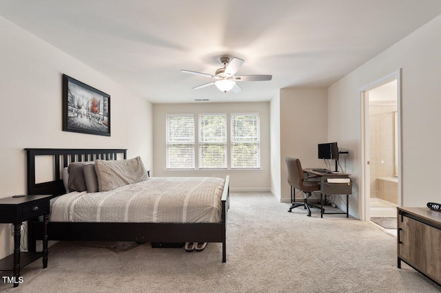 270 Wembley Dr, Clayton, NC 27527 - bedroom with carpet floors, connected bathroom, baseboards, ceiling fan, and a desk