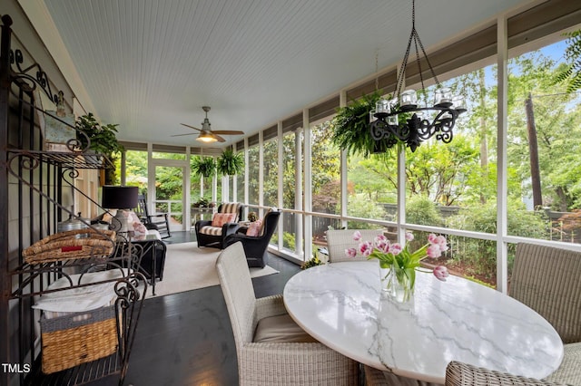 1015 Watts St, Durham, NC 27701 - sunroom with a ceiling fan, outdoor dining area, and plenty of natural light