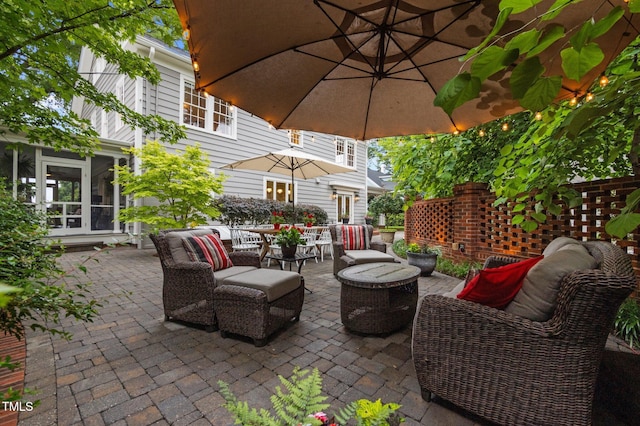 1015 Watts St, Durham, NC 27701 - view of patio with french doors and an outdoor hangout area