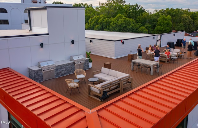 615 Daniels St Unit 215, Raleigh, NC 27605 - deck featuring outdoor lounge area and outdoor dining space