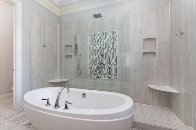 full bath featuring a bath and walk in shower