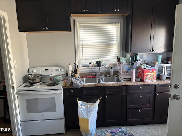 208 E Geer St, Durham, NC 27701 - kitchen featuring white electric stove and a sink