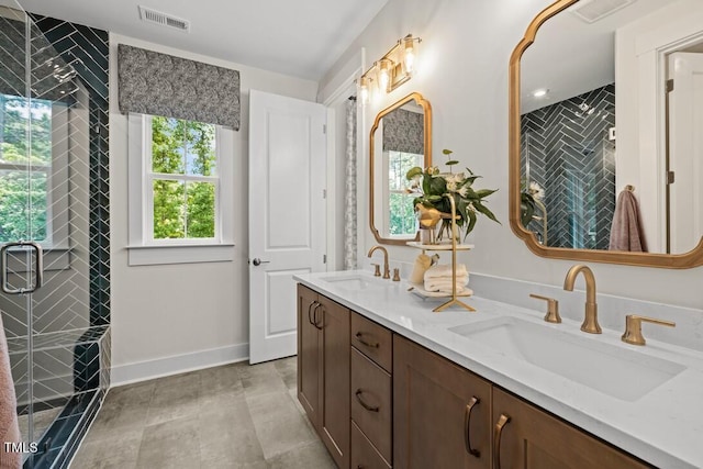 4611 Mint Leaf Ln, Raleigh, NC 27612 - bathroom featuring double vanity and a stall shower