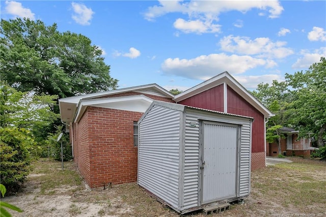 garage with a shed