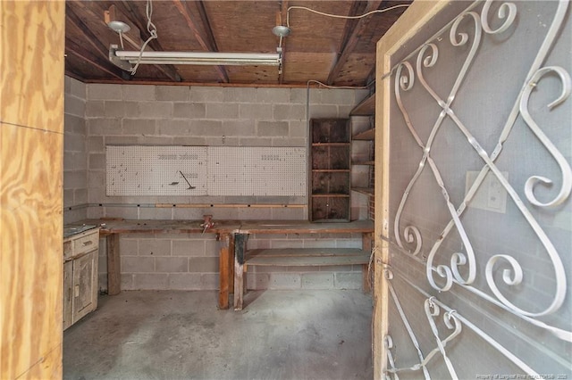 basement featuring concrete block wall