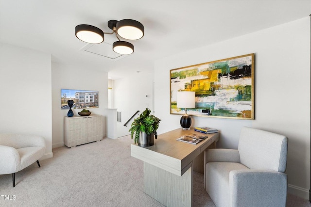 view of carpeted office space
