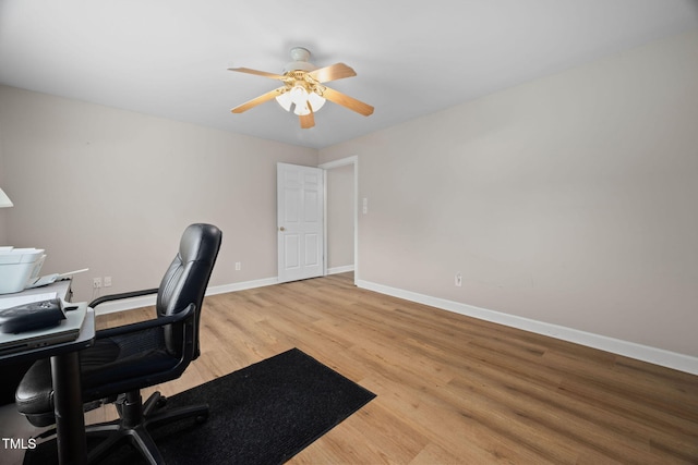 111 Gingergate Dr, Cary, NC 27519 - office with baseboards, light wood-style floors, and ceiling fan