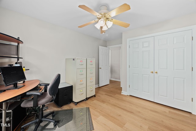 111 Gingergate Dr, Cary, NC 27519 - home office with light wood-style floors and ceiling fan
