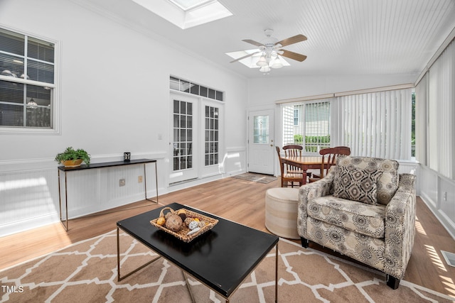 111 Gingergate Dr, Cary, NC 27519 - sunroom featuring a skylight and french doors