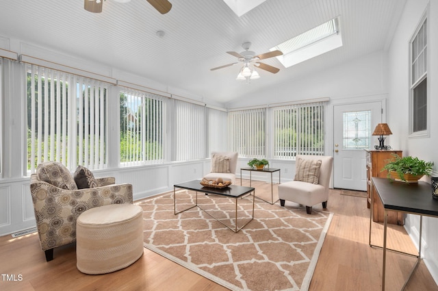 111 Gingergate Dr, Cary, NC 27519 - sunroom / solarium featuring wood finished floors, a skylight, and vaulted ceiling