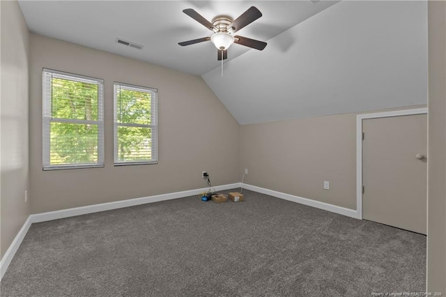 300 Fox Ridge Rd, Warsaw, NC 28398 - additional living space featuring carpet flooring, a ceiling fan, lofted ceiling, and baseboards