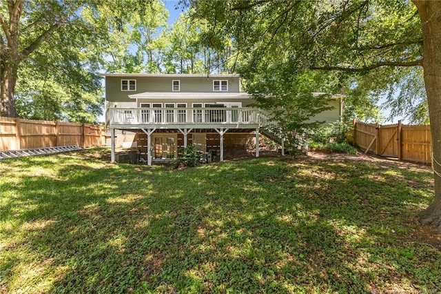 300 Fox Ridge Rd, Warsaw, NC 28398 - back of property with stairway and a wooden deck