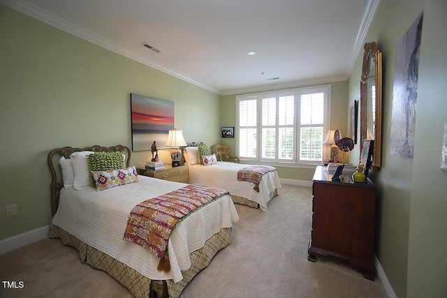 2901 Market Bridge Ln Unit 203, Raleigh, NC 27608 - bedroom featuring light colored carpet, ornamental molding, and baseboards