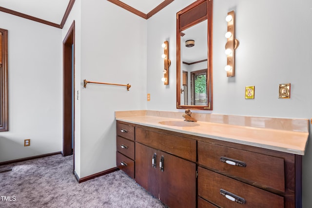 1608 New Hill Olive Chapel Rd, Apex, NC 27502 - bathroom with ornamental molding, vanity, and baseboards