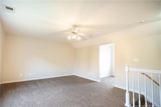 109 Sand Dollar Ct, Raeford, NC 28376 - unfurnished room featuring ceiling fan, carpet floors, baseboards, lofted ceiling, and a smoke detector