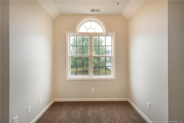 109 Sand Dollar Ct, Raeford, NC 28376 - empty room featuring carpet flooring, vaulted ceiling, and baseboards