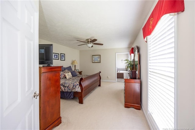 430 Rose Rd, Newton Grove, NC 28366 - bedroom with light colored carpet, baseboards, and a ceiling fan