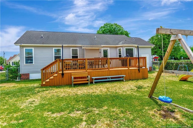 1501 E 6th St, Lumberton, NC 28358 - rear view of house with a deck, stairs, and a shingled roof