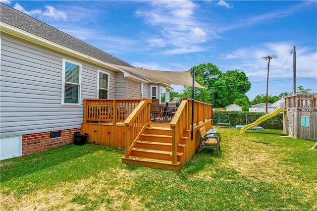1501 E 6th St, Lumberton, NC 28358 - wooden deck with a playground