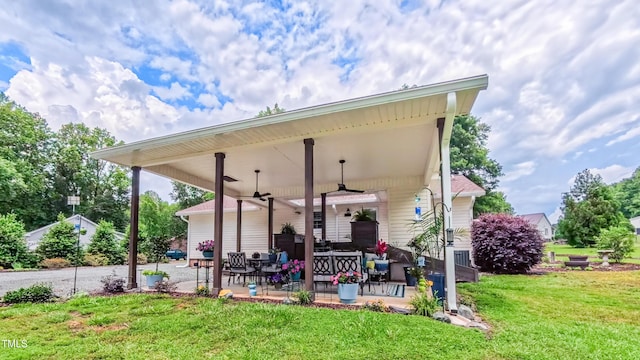 view of patio / terrace with ceiling fan