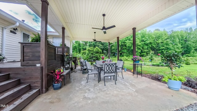 view of patio featuring outdoor dining space and ceiling fan