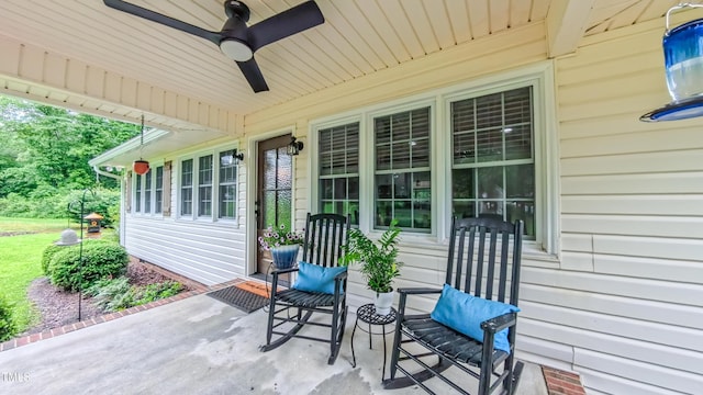 view of patio with a ceiling fan