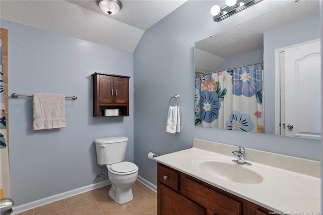 1624 Citation Ct, Parkton, NC 28371 - full bath with vaulted ceiling, vanity, tile patterned flooring, and curtained shower