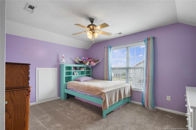 1624 Citation Ct, Parkton, NC 28371 - bedroom featuring vaulted ceiling, carpet flooring, and a ceiling fan