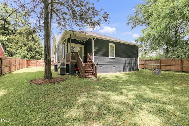 back of house with crawl space