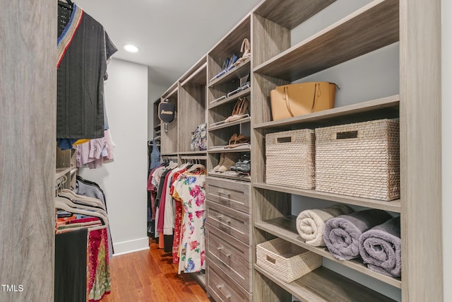 spacious closet featuring wood finished floors