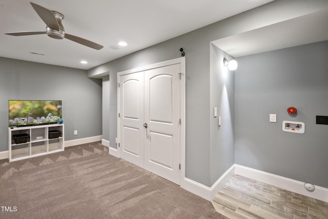 117 Synandra Ln, Holly Springs, NC 27540 - unfurnished bedroom featuring baseboards, recessed lighting, and a ceiling fan