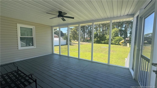 303 Nash Rd, Saint Pauls, NC 28384 - unfurnished sunroom featuring ceiling fan and healthy amount of natural light