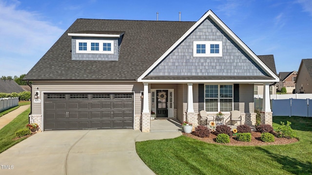 2096 Dowell Ct, Burlington, NC 27215 - craftsman inspired home with a porch, concrete driveway, stone siding, and a shingled roof