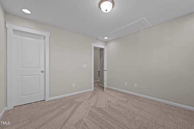 2096 Dowell Ct, Burlington, NC 27215 - unfurnished bedroom featuring attic access, carpet floors, baseboards, and recessed lighting