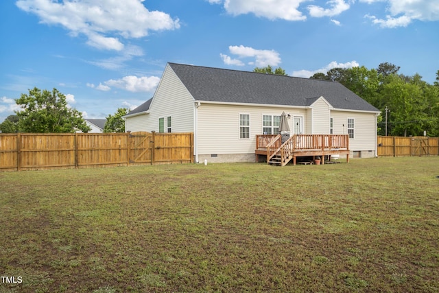 100 Jonathans Pl, Goldsboro, NC 27534 - rear view of property with crawl space, a deck, and roof with shingles