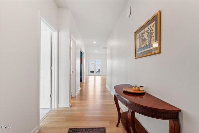 637 Marrian Dr, Clayton, NC 27520 - hall featuring light wood-style flooring, recessed lighting, and baseboards
