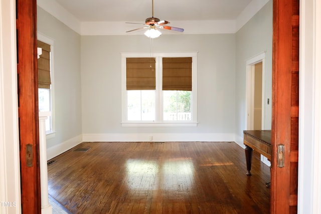208 Glenn St, Franklinton, NC 27525 - spare room featuring ceiling fan, healthy amount of natural light, hardwood / wood-style floors, and baseboards