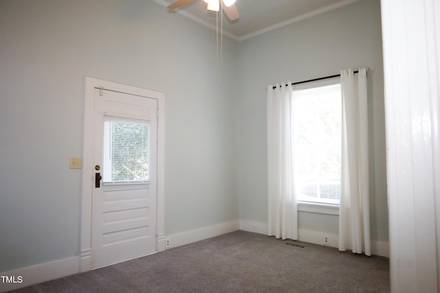 208 Glenn St, Franklinton, NC 27525 - unfurnished room with a ceiling fan, carpet floors, and ornamental molding