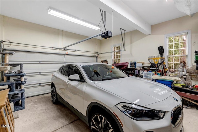 garage with a garage door opener